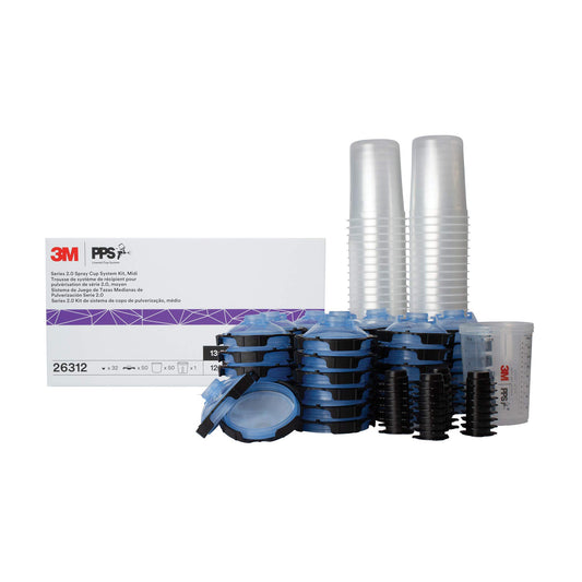 3M 26312 PPS 2.0 Spray Gun Cup, Lids and Liners Kit, 125-Micron Filter, Standard, 22 Ounces