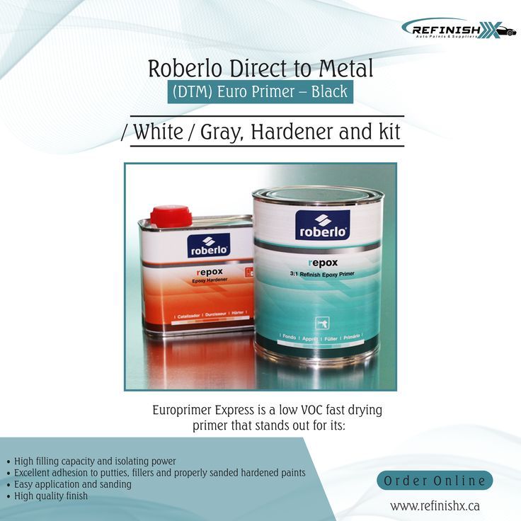 Roberlo Direct to Metal (DTM) Euro Primer - Black / White / Gray, Hardener and kit -  refinishx.com